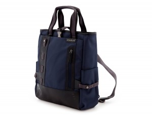 Bolso convertible en mochila azul  lado