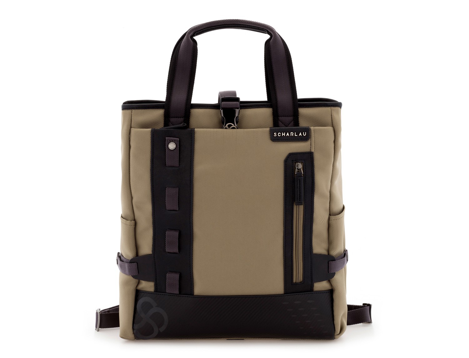 laptop bag and backpack beige front