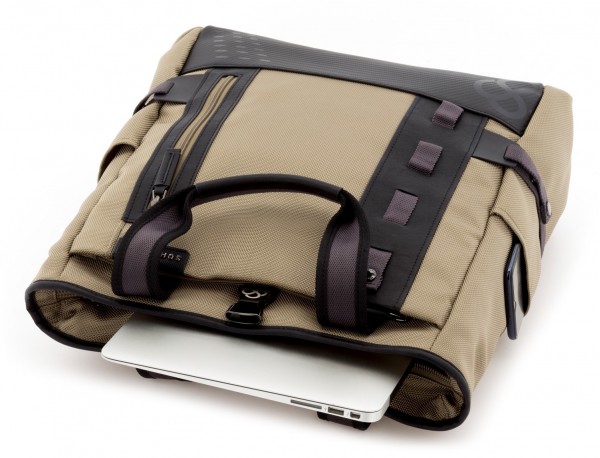 laptop bag and backpack beige  inside