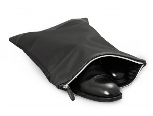 shoe pouch black open