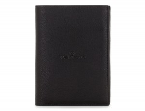 vertical leather wallet for men black front