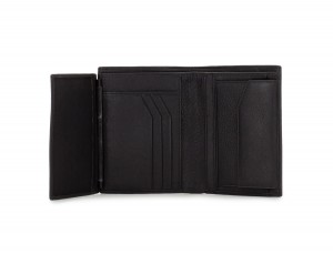 vertical leather wallet for men black detail