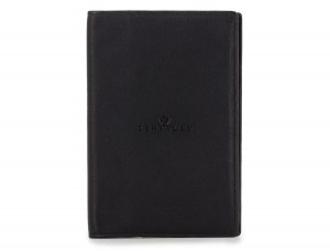 leather passport holder black front