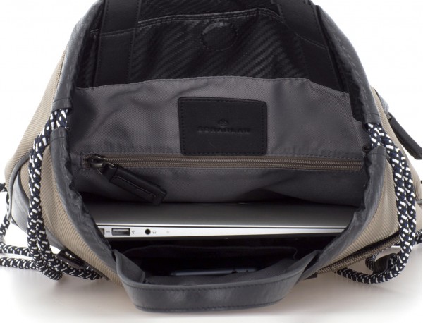 nylon backpack beige laptop