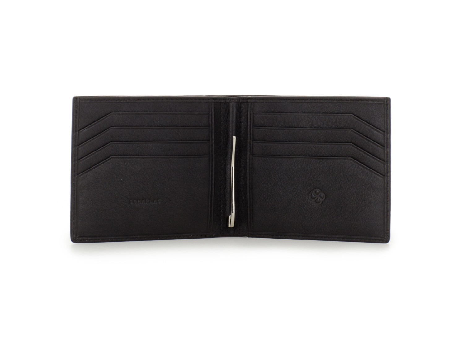 leather men wallet black open