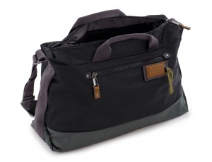 Borsa messenger in nero e grigio side