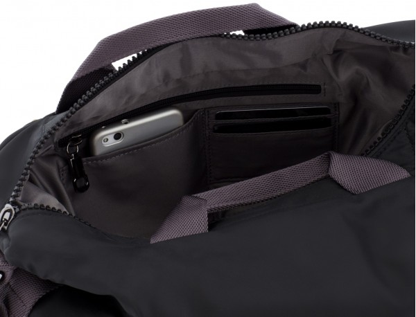 Messenger bag in black and gray inside