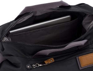 Borsa messenger in nero e grigio scomparto