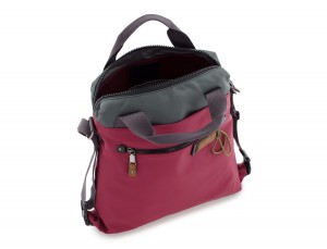 Bag convertible into backpack in red open