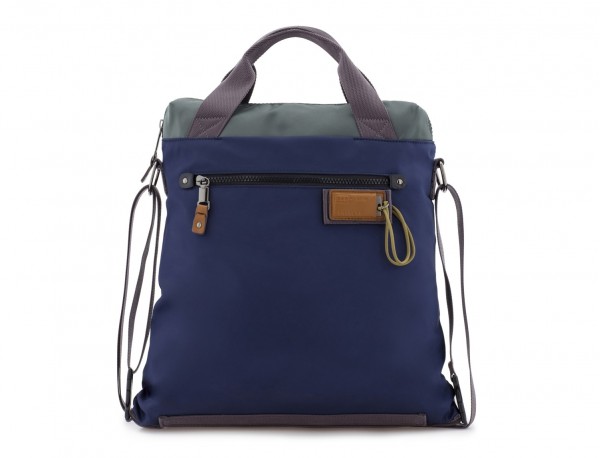 Bag convertible into backpack in blue front