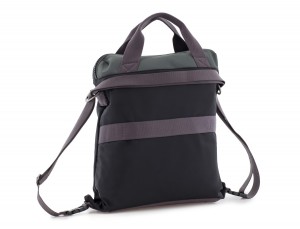 Bag convertible into backpack in black and gray side