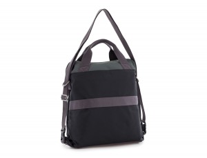 Bag convertible into backpack in black and gray back