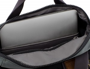 Bag convertible into backpack in black and gray laptop