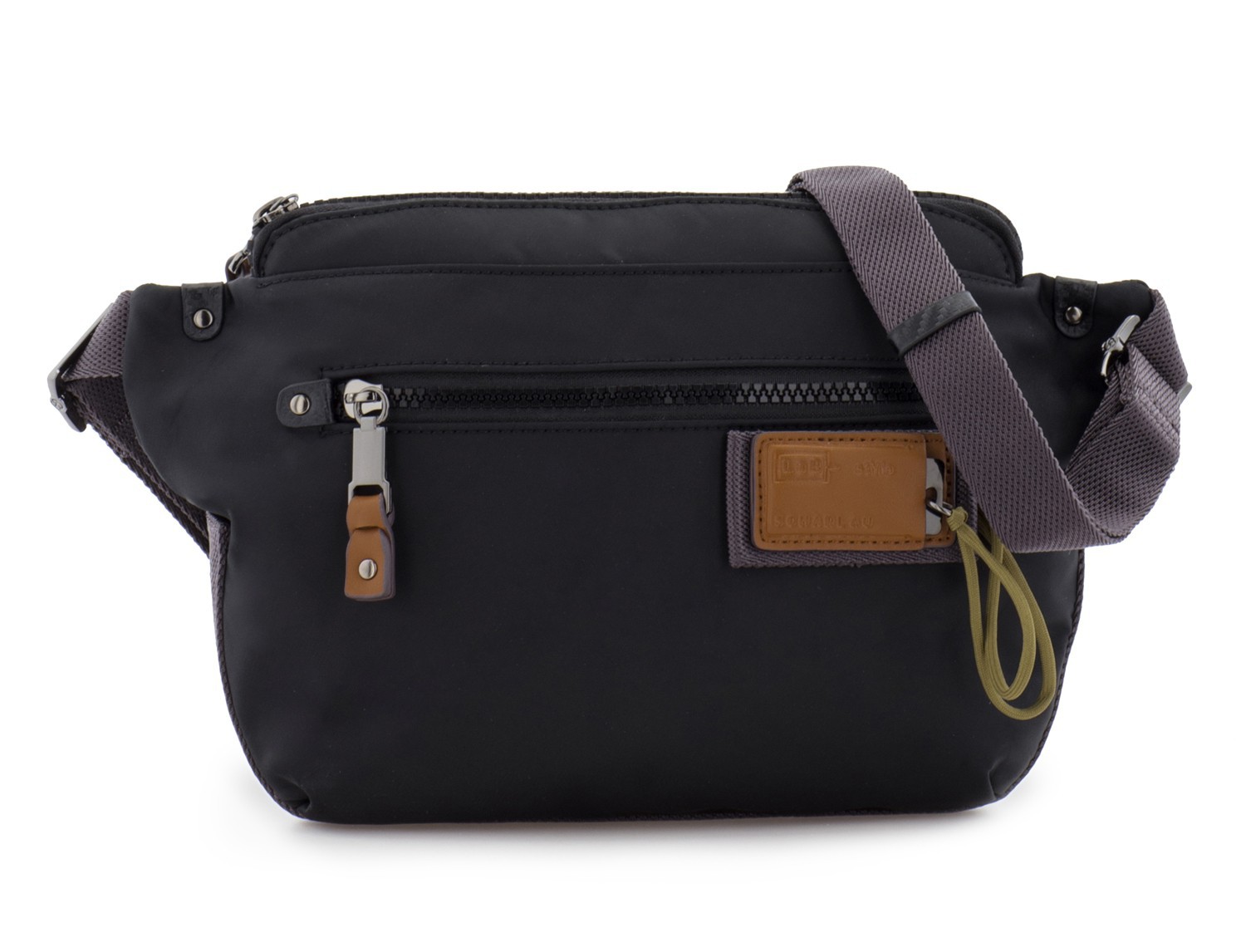 Polyester waist bag in black front