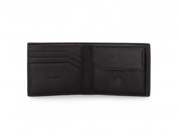 leather mini wallet in black open