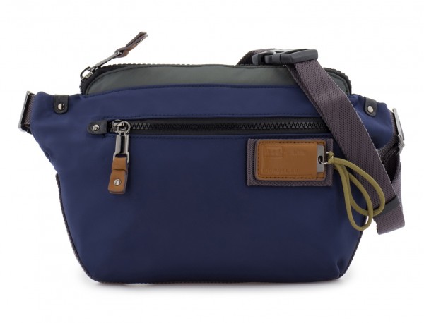 Polyester waist bag in blue front