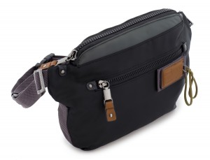 Polyester waist bag in gray and black side