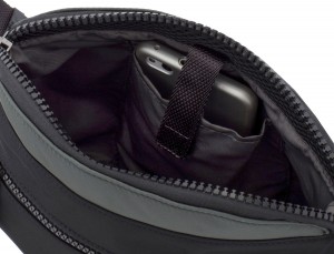 Polyester waist bag in gray and black inside
