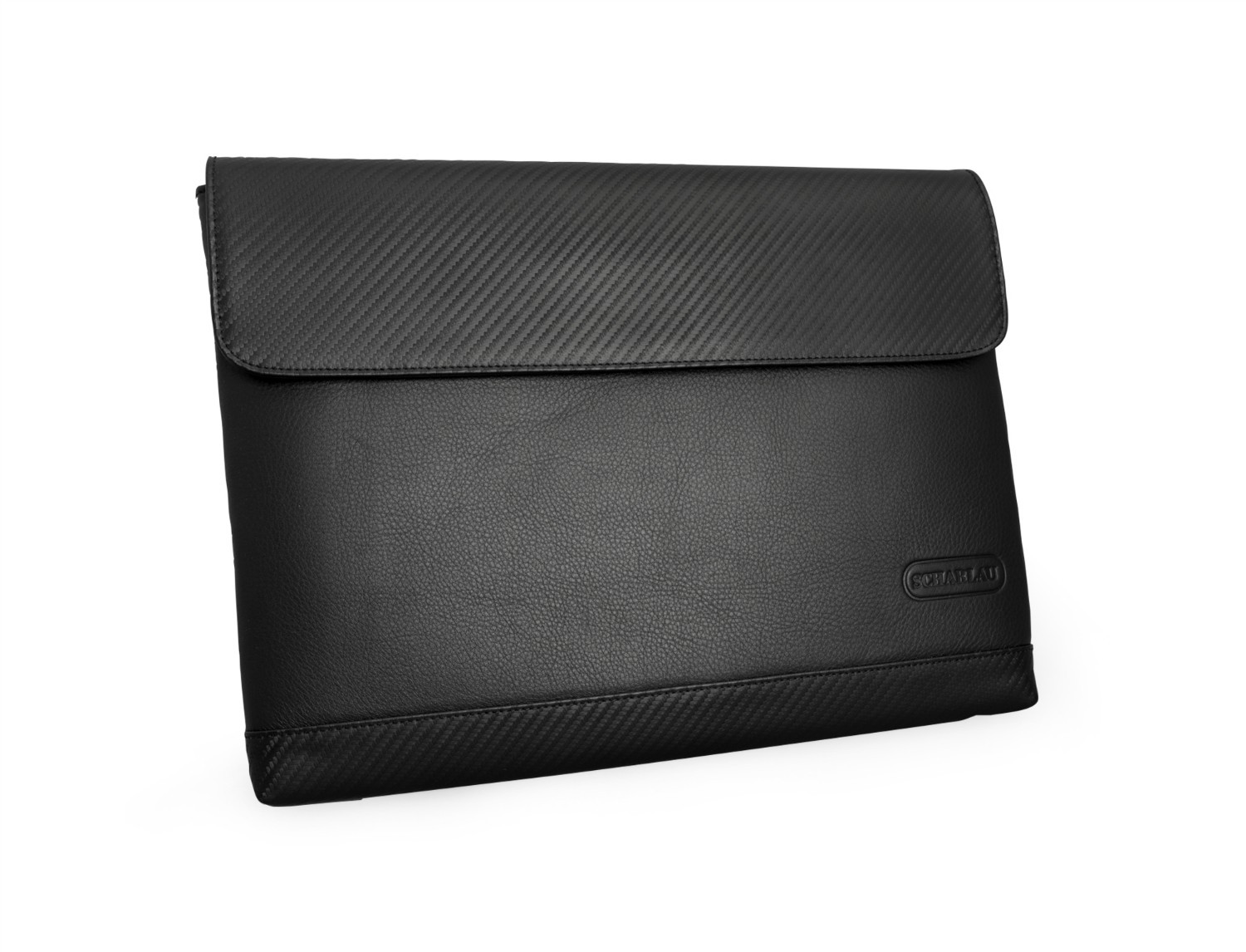 Leather laptop sleeve 13.3" inch in black front