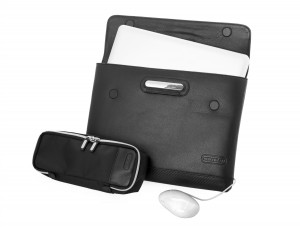 Leather laptop sleeve 13.3" open