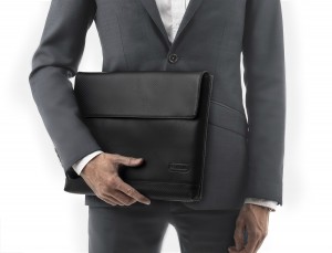 Leather laptop sleeve 13.3" inch in black with model