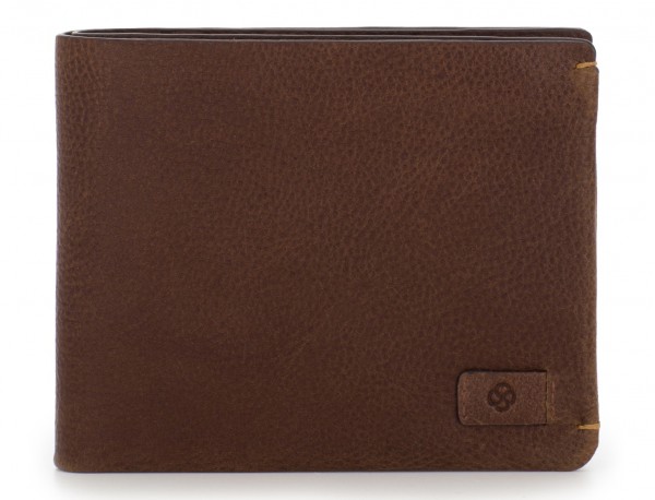 leather Wallet with coin pocket brown front