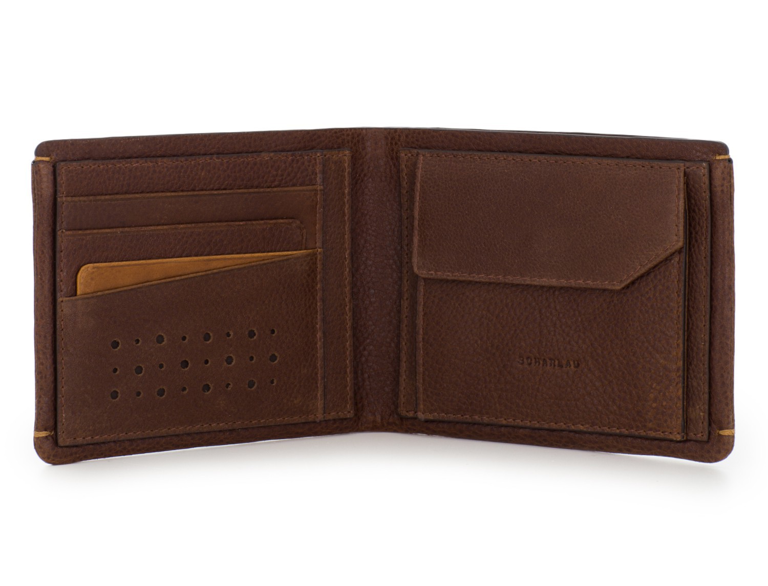 leather Wallet with coin pocket brown inside