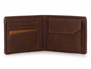 leather Wallet with coin pocket brown inside