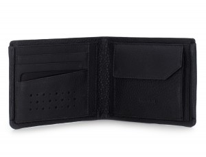 leather Wallet with coin pocket black inside