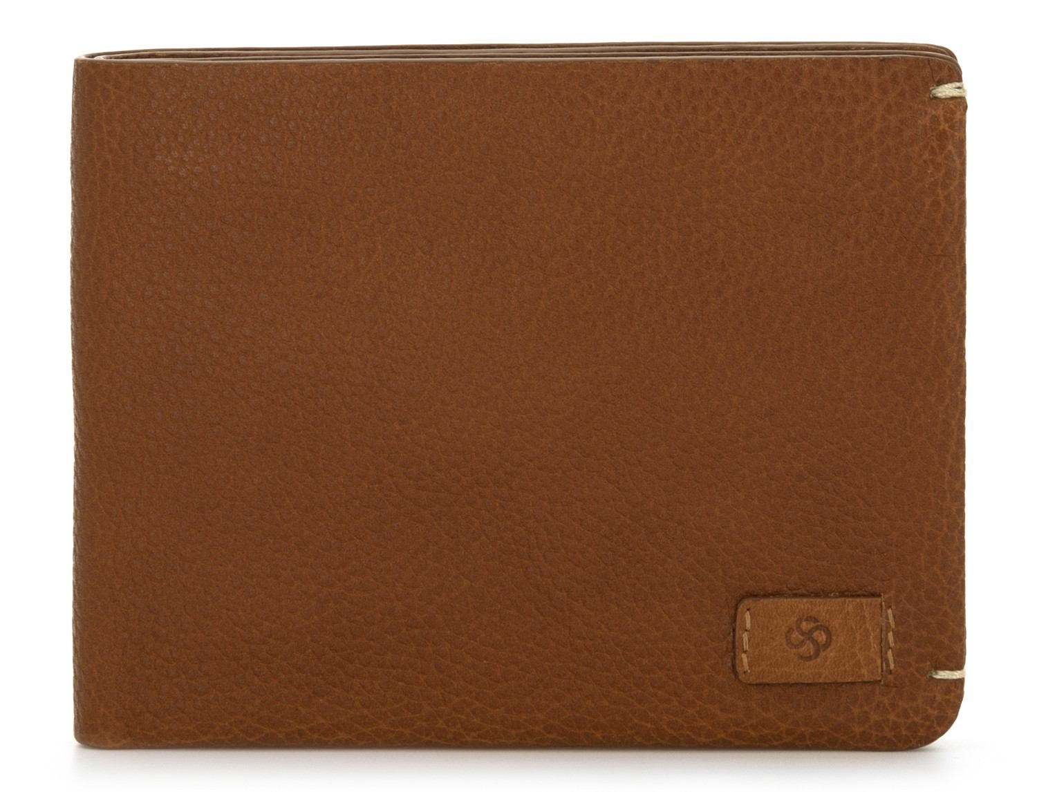 leather Wallet with coin pocket light brown front