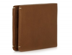 leather Wallet with coin pocket light brown back
