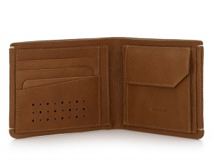 leather Wallet with coin pocket light brown inside