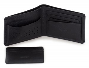 leather wallet for credit cards black open
