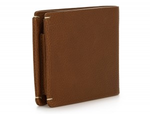 leather wallet for credit cards light brown side