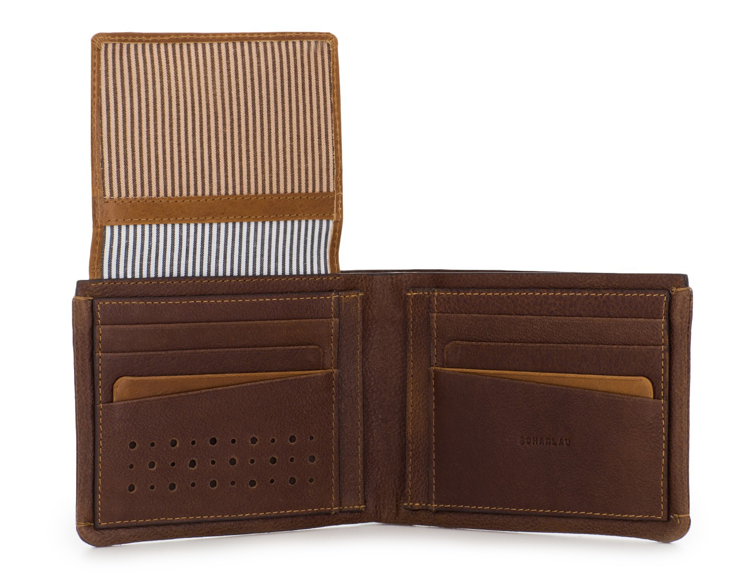 leather wallet with card holder brown open