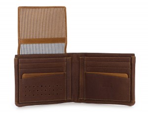 leather wallet with card holder brown open