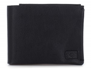 Portafoglio orizzontale con porta carte in pelle black front