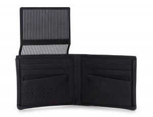 leather wallet with card holder black open