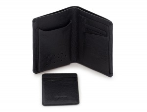 vertical wallet with card holder black abierto