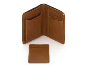 vertical wallet with card holder light brown open