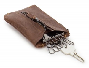 Key holder wallet with coin pocket brown lado