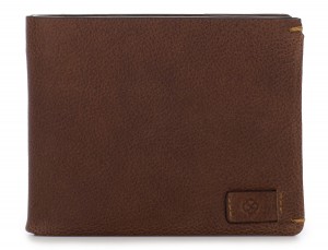 leather mini wallet with coin pocket brown open