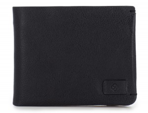 Mini portafoglio con portamonete in pelle nero front