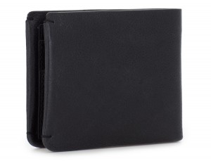 Mini portafoglio con portamonete in pelle nero side