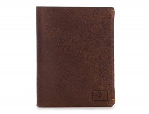 leather vertical wallet with card holder brown front