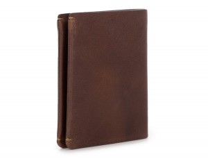 leather vertical wallet with card holder brown side