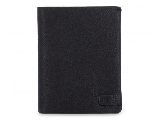leather vertical wallet with card holder black front