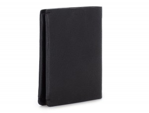 Portafoglio verticale con porta carte in pelle nero side