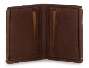Small leather men wallet brown open