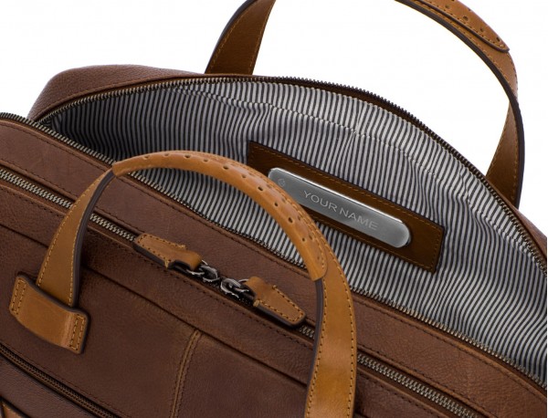 leather vintage briefbag brown personalized